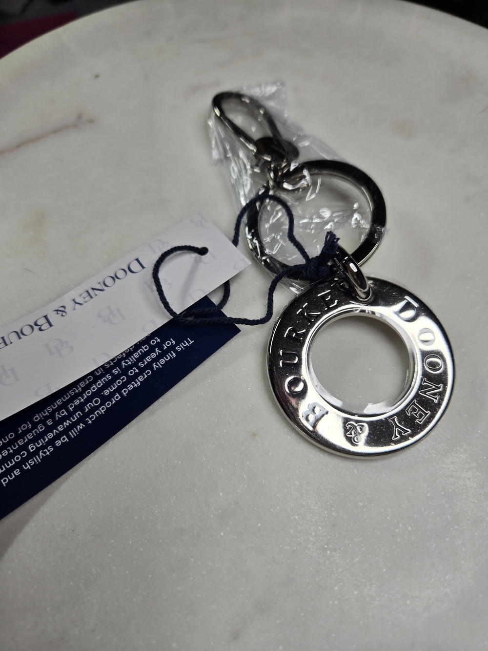 NWT Dooney & Bourke Signature Ring Key Fob Silver Charm Rare Discontinued